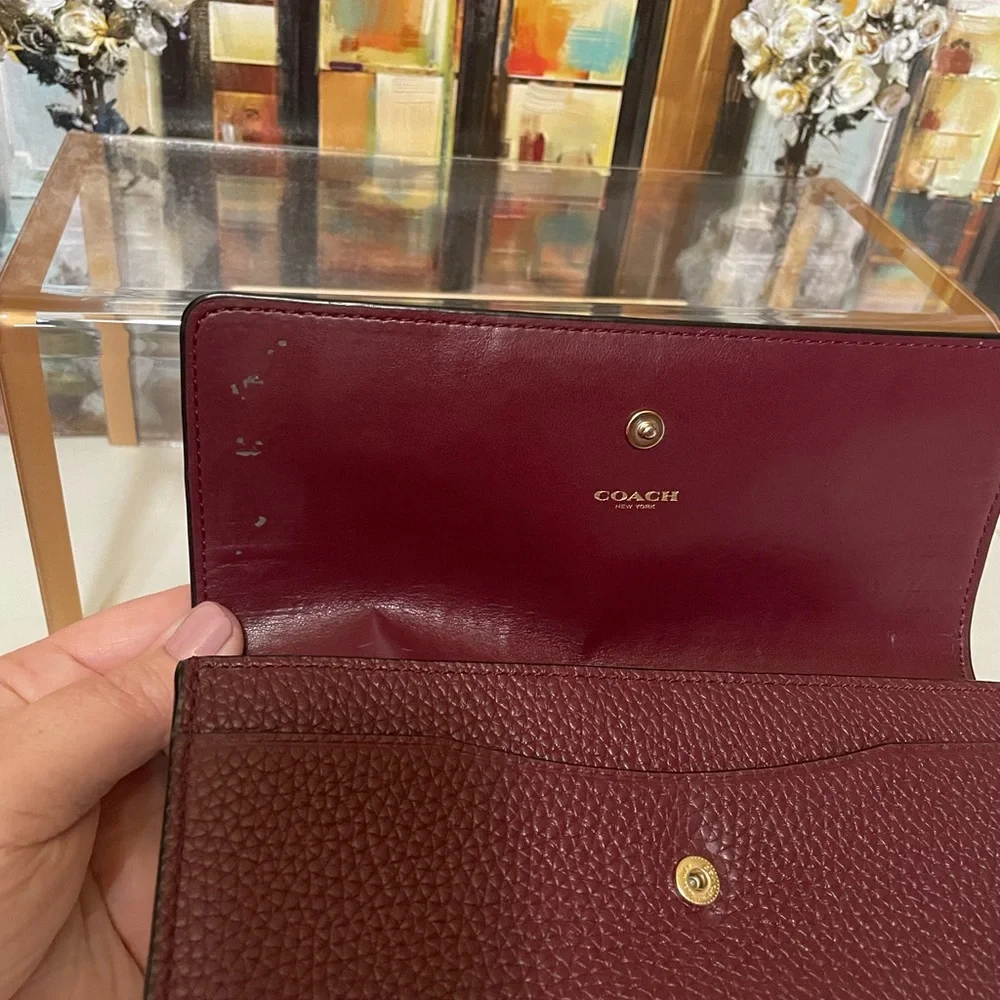 Coach Burgundy Wallet with Gold Hardware - Picture 3 of 4